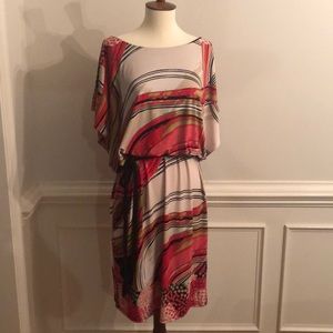 Colorful dress with tie belt